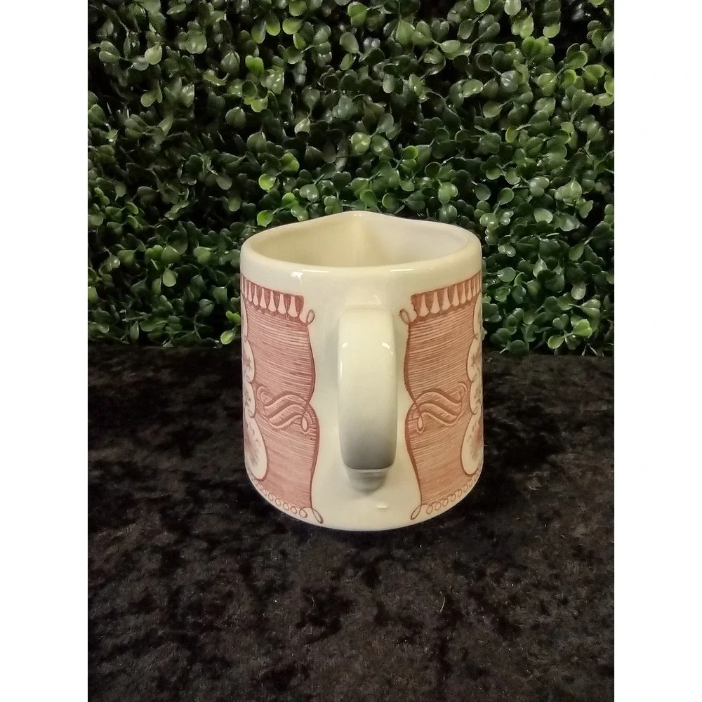 Vtg Mauve Red Transferware Creamer Locomotive Train Scene Unbranded Pink Rose